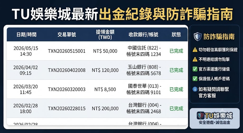 揭密TU娛樂城最新出金紀錄與防詐騙指南